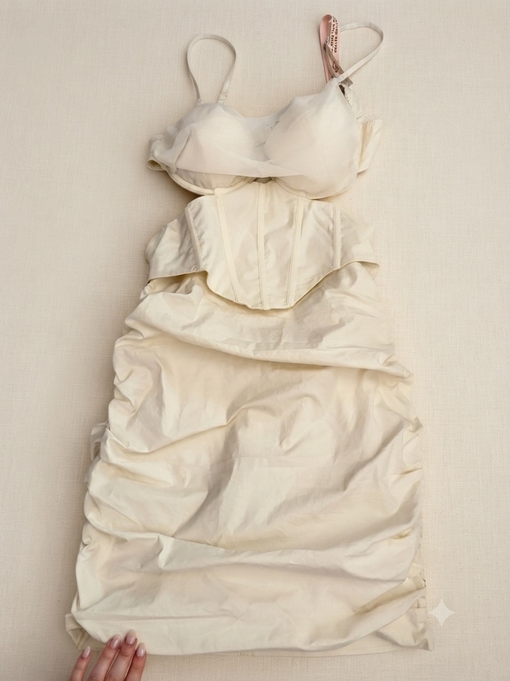 Oh Polly Cream corset bustier dress